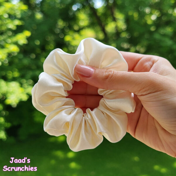 Off White Satin Hair Scrunchie Premium Satin Rubber Hair Band