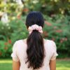 Baby Pink Silk Satin Hair Scrunchies for Girls & Women