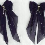 Georgette long tail bow with beads