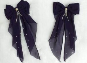 Georgette long tail bow with beads