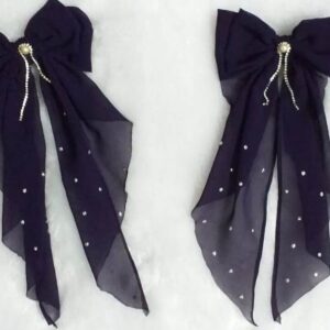 Georgette long tail bow with beads