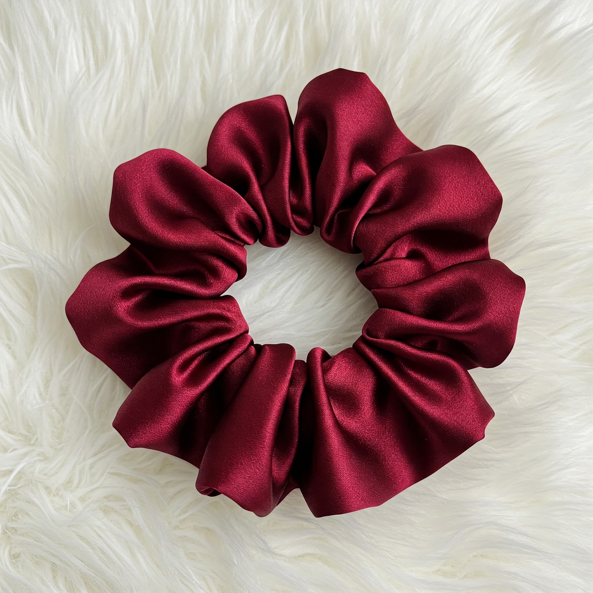 Maroon Silk Satin Hair Scrunchies for Girls & Women