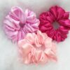 Pink Satin Hair Scrunchies (Pack of 3)