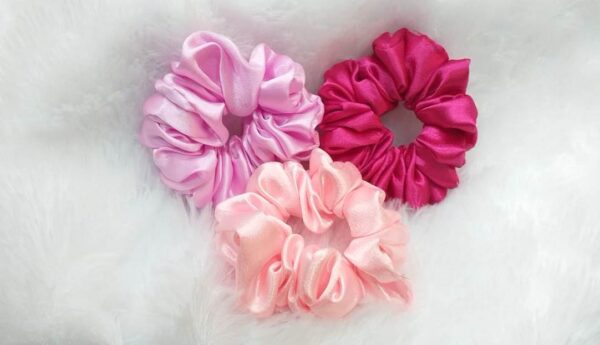 Pink Satin Hair Scrunchies (Pack of 3)