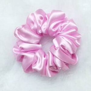 Baby Pink Silk Satin Hair Scrunchies for Girls & Women